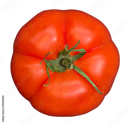 Bio organic beef or Beefsteak tomato isolated on white background, top view