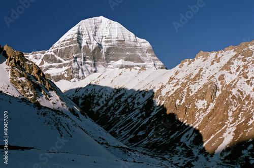 Morning view to the East Face and North-Eastern rib of sacred Mount Kailash in Western Tibet. photo