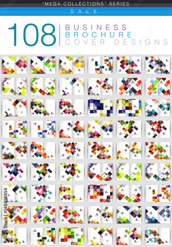 Mega set of square geometrical business brochure templates