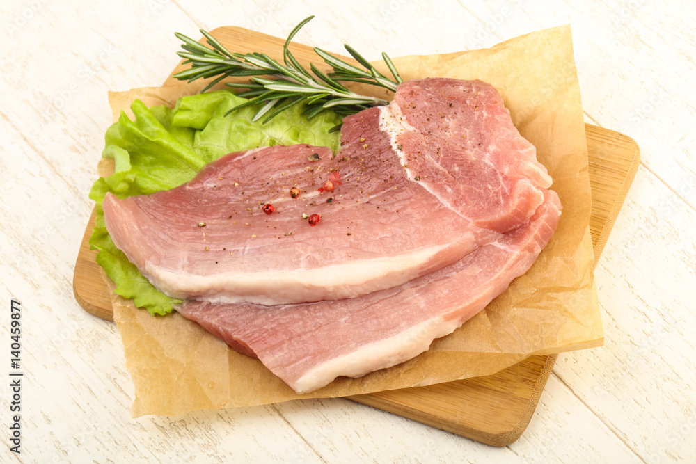 Raw pork steak