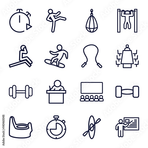 Set of 16 training outline icons