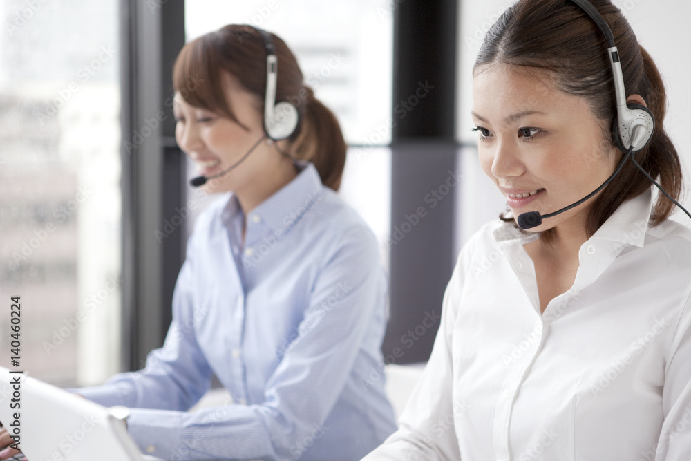 Customer Service Representatives with headset Customer Service Representatives with headset