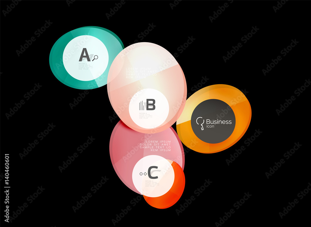 Glass color circles - infographic elements on black Glass color circles - infographic elements on black