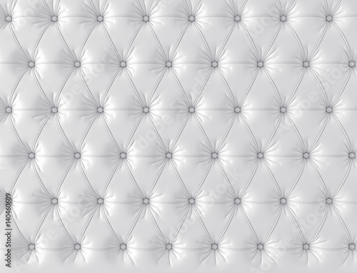 White leather background with buttons. 3d render photo