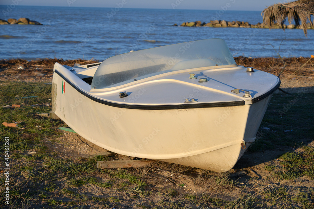 isolated boat on the beac