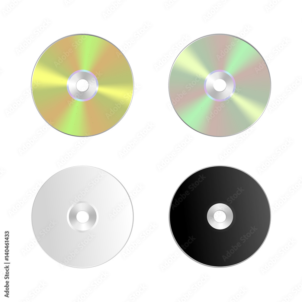 Cd, dvd isolated vector icon. Compact disc realistic set Cd, dvd isolated vector icon. Compact disc realistic set