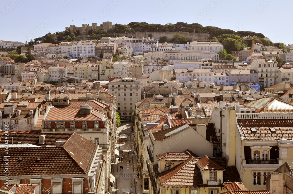 Panoramic view over the old town in Lisbon, Portugal