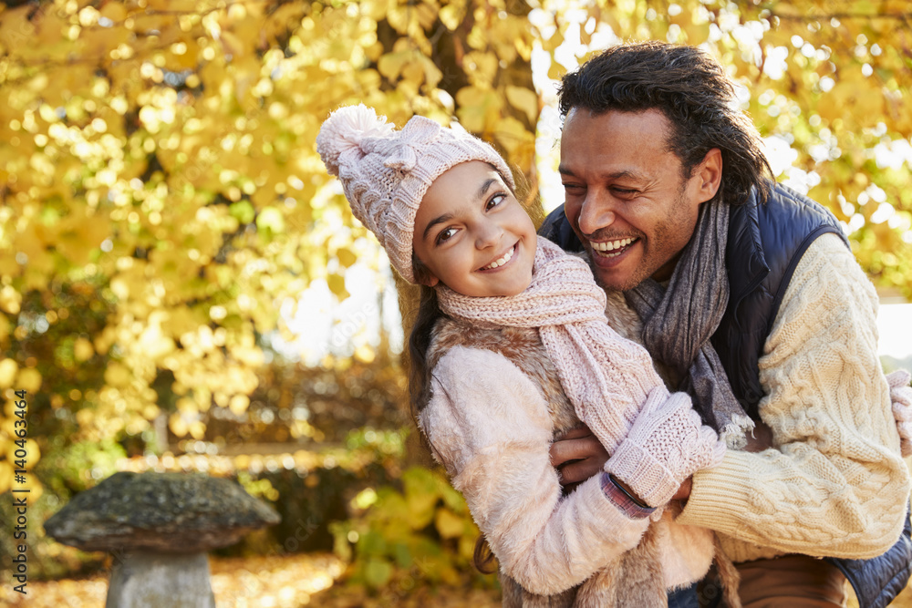 Outdoor Autumn Portrait Of Father With Daughter Outdoor Autumn Portrait Of Father With Daughter