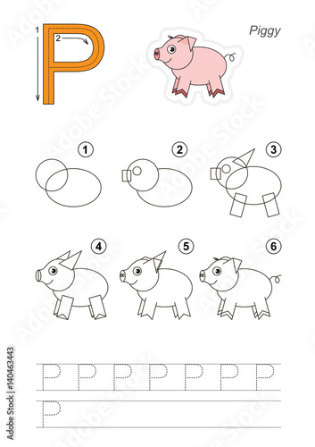 Drawing tutorial for letter.