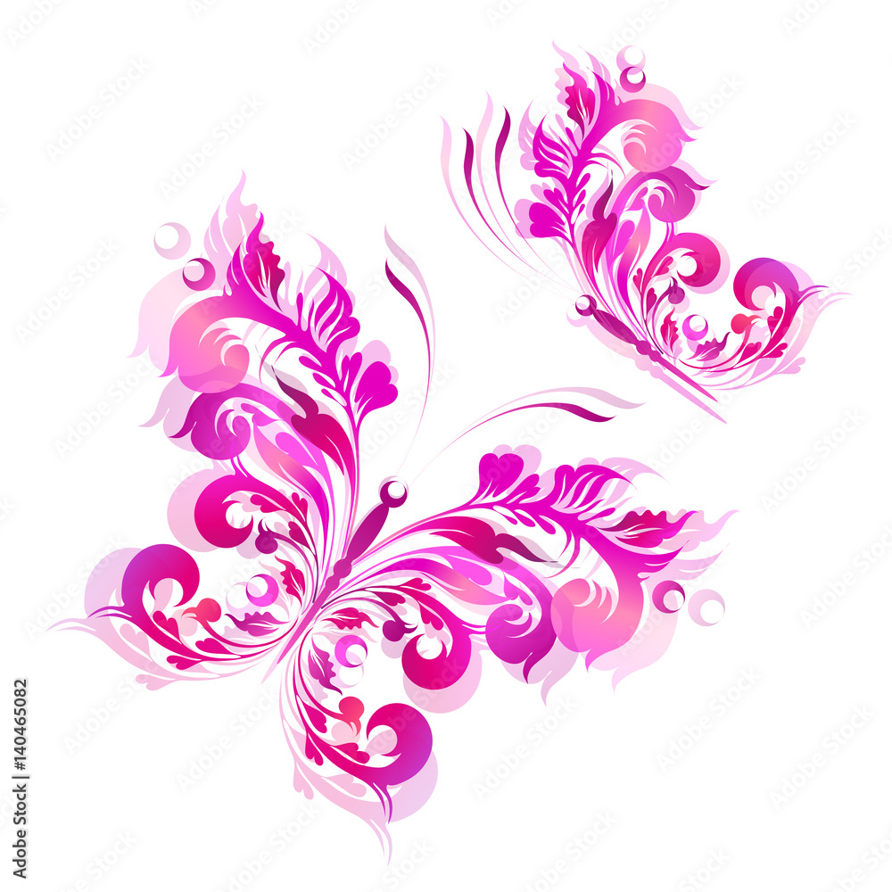 beautiful pink butterflies, isolated on a white beautiful pink butterflies, isolated on a white