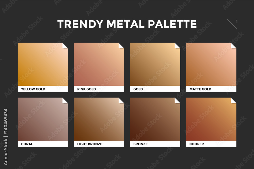 Fototapeta Gold Copper And Bronze Gradient Template Collection