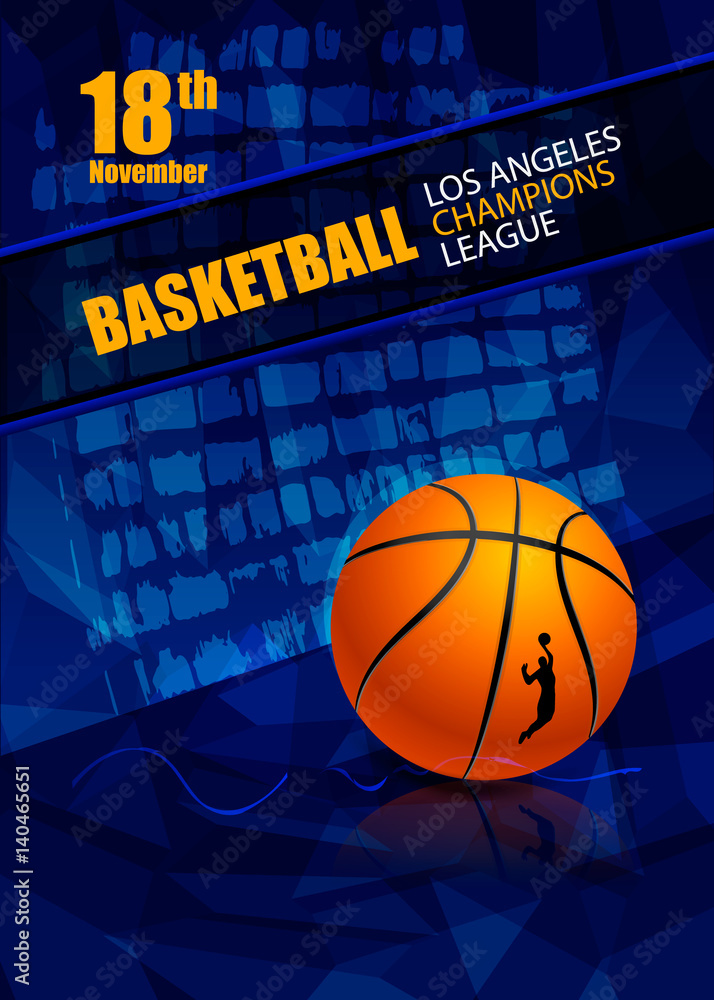 Obraz premium Basketball poster. Wooden texture. Background for sport. EPS file is layered(clipping mask).
