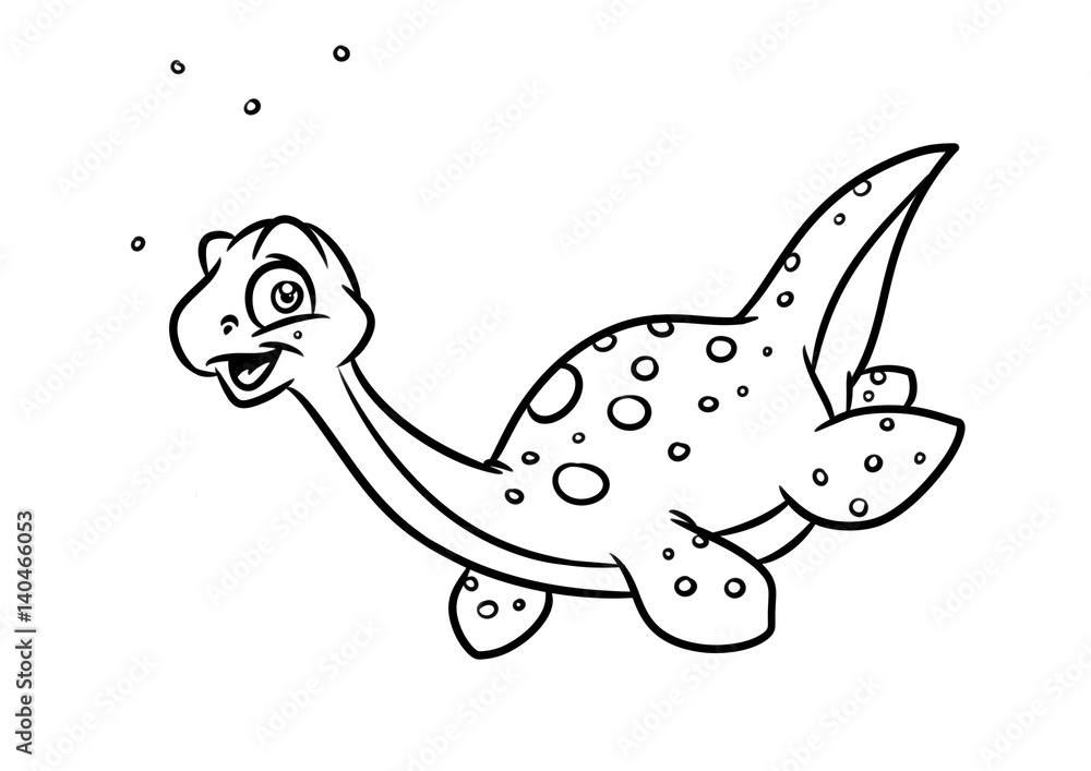 Obraz premium Dinosaur Plesiosaur coloring page cartoon Illustrations isolated image animal character