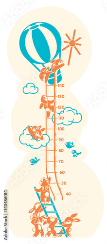 Height charts. Sunbeams, Meter wall or height meter from 40 to 140 centimeter.