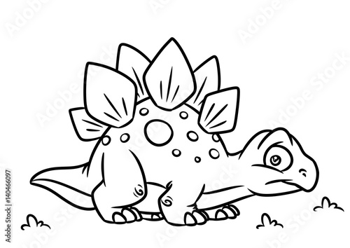 Dinosaur Stegosaurus  coloring page cartoon Illustrations isolated image animal character