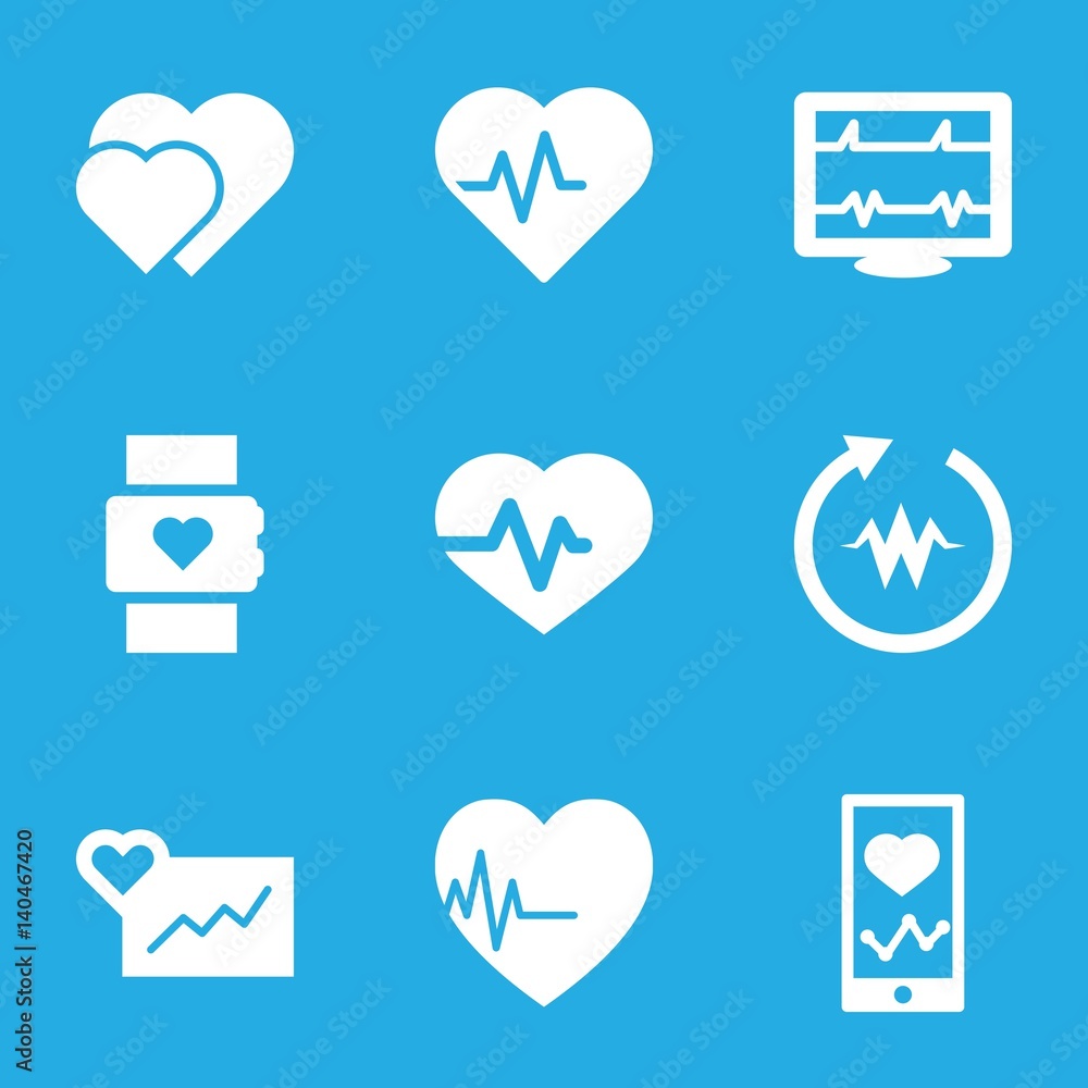 Set of 9 heartbeat filled icons