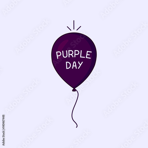 Purple Day epilepsy awareness poster with a floating air balloon in the sky. Medical solidarity day. Vector illustration.