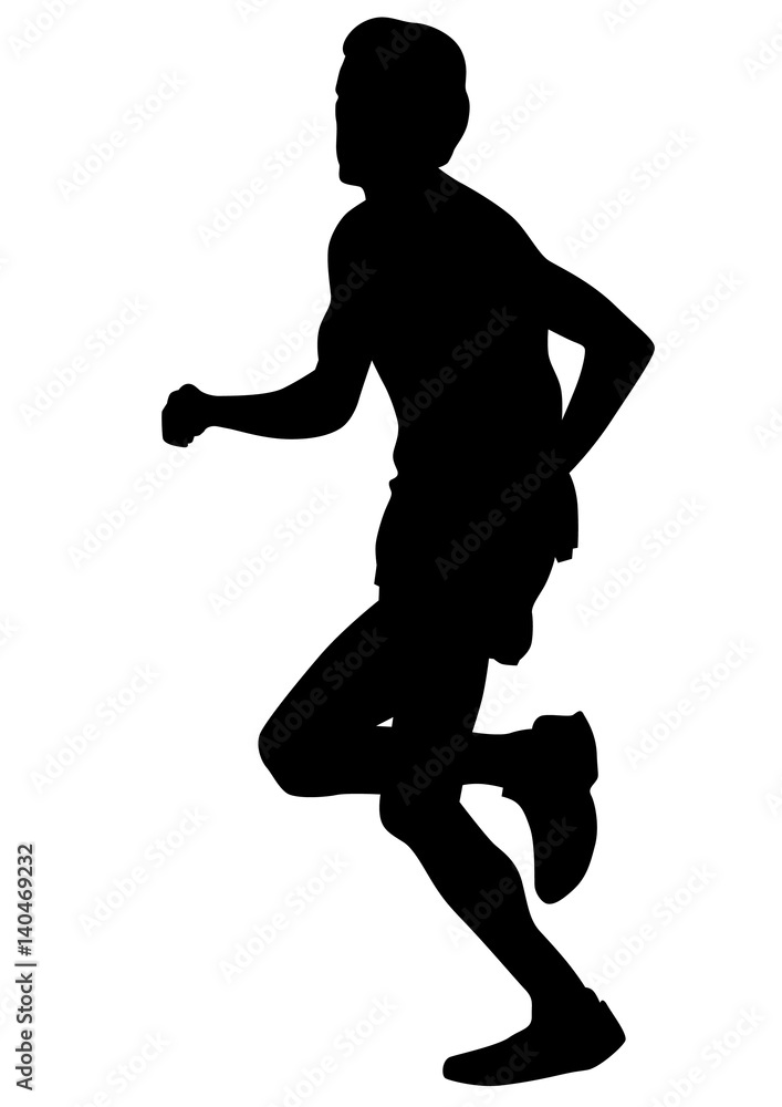 Naklejka premium Man athletes on running race on white background