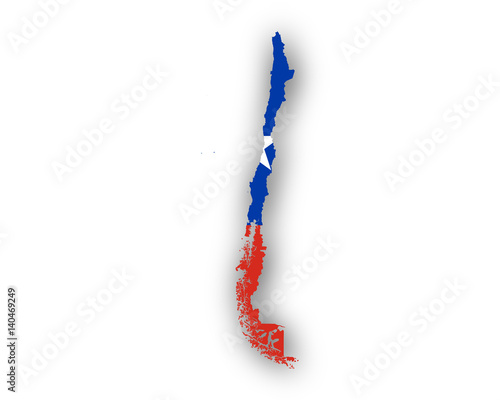 Karte und Fahne von Chile