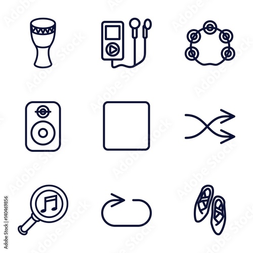 Set of 9 music outline icons