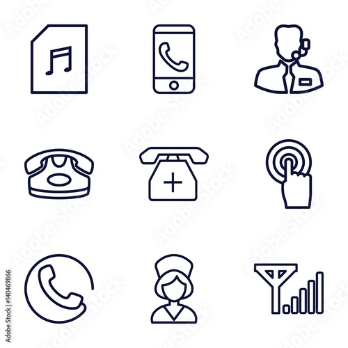 Set of 9 phone outline icons