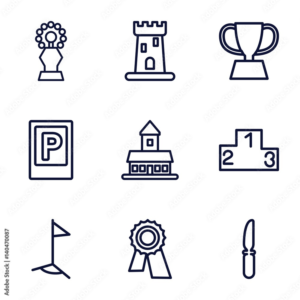 Set of 9 place outline icons Set of 9 place outline icons