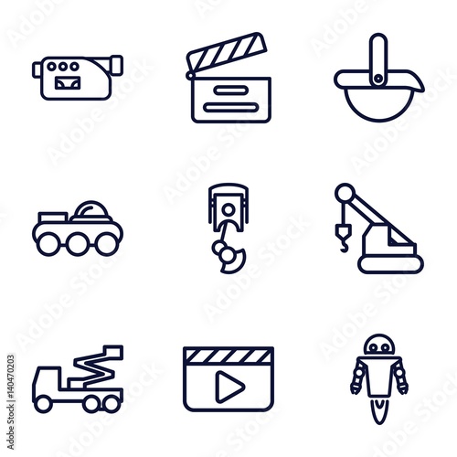 Set of 9 production outline icons