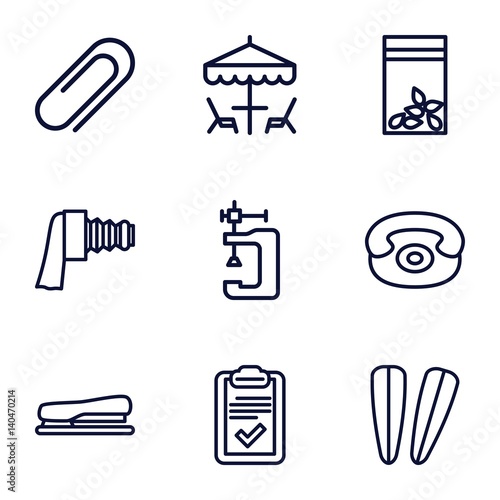Set of 9 clip outline icons
