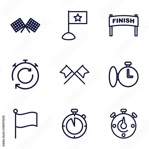 Set of 9 finish outline icons