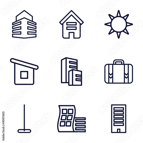 Set of 9 hotel outline icons