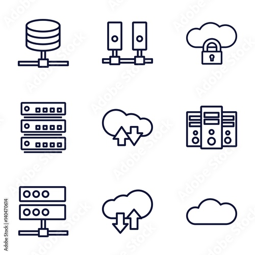 Set of 9 hosting outline icons