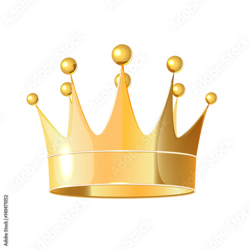 Isolated on white background realistic Golden crown.