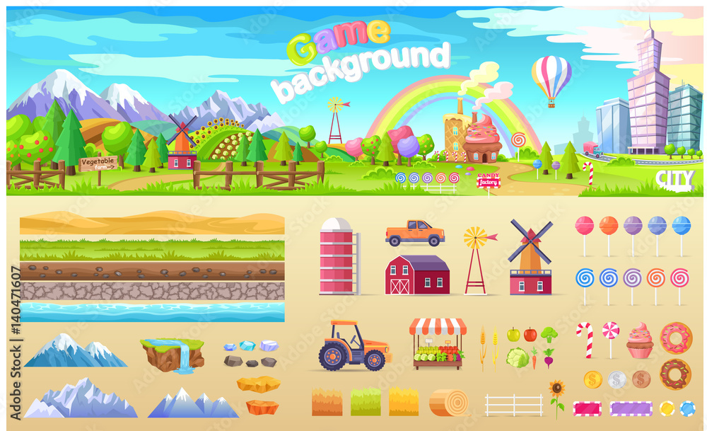 Game Background Set of Urban Playground Structure Stock Vector | Adobe ...