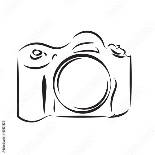 black outline of camera isolated on white background