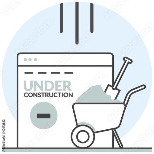 Under Construction - Infographic Icon Elements from Web Development Set. Flat Thin Line Icon Pictogram for Website and Mobile Application Graphics.
