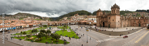 Plaza de Armas Under Overcast Sky, Cusco, Peru photo