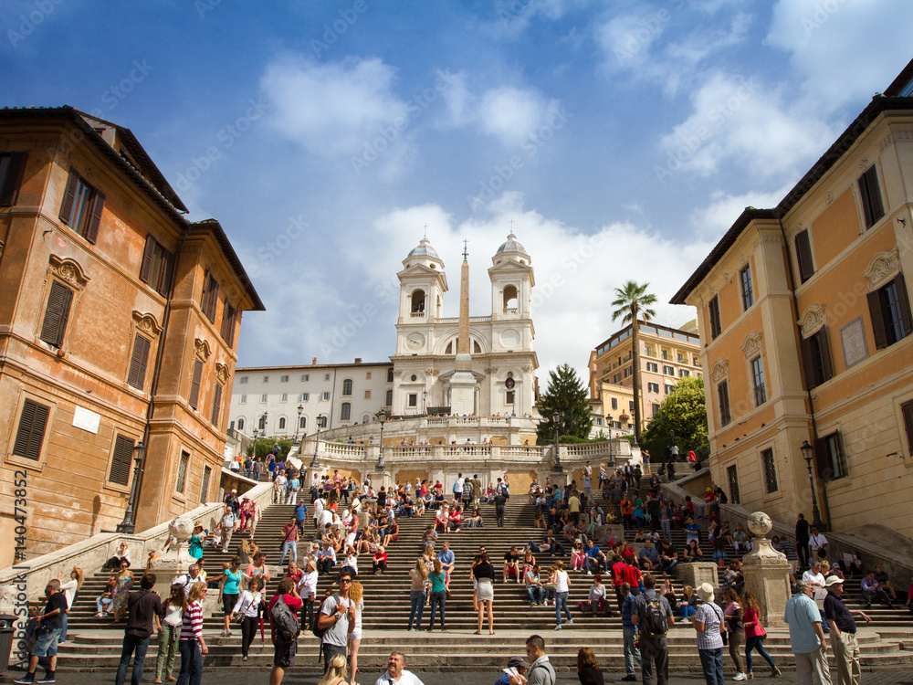People climbing the Spanish Steps in Rome