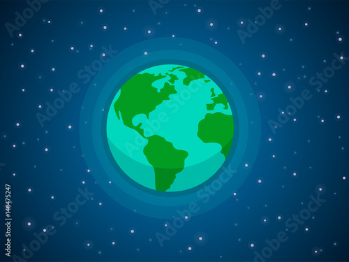 Globe in space. Stars around the planet of earth against