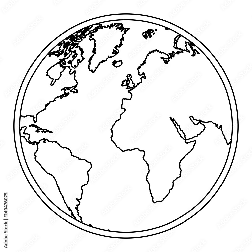 silhouette earth world map with continents icon vector illustration