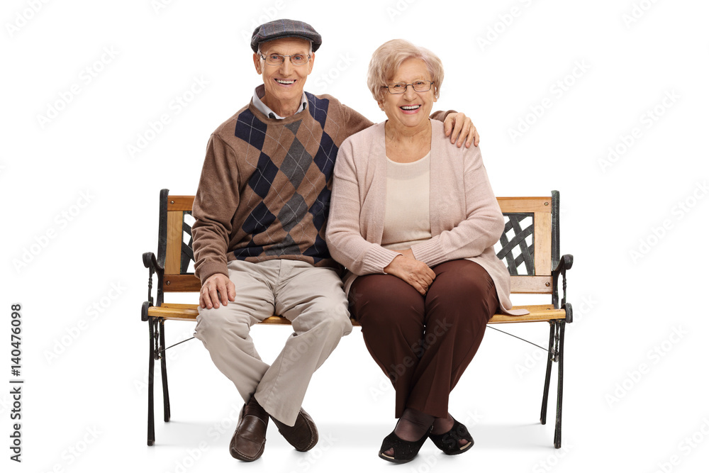 Mature couple sitting on a bench