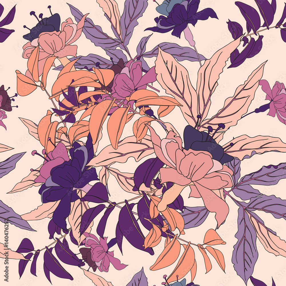 custom made wallpaper toronto digitalBright pink flower seamless pattern