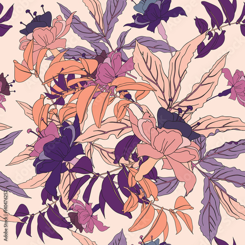 Wallpaper Mural Bright pink flower seamless pattern Torontodigital.ca