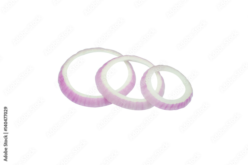 Sliced red onion rings isolated on white background cutout Sliced red onion rings isolated on white background cutout