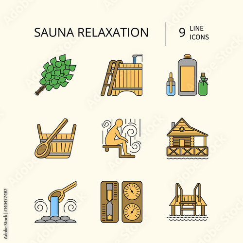 Sauna Theme Icon Set