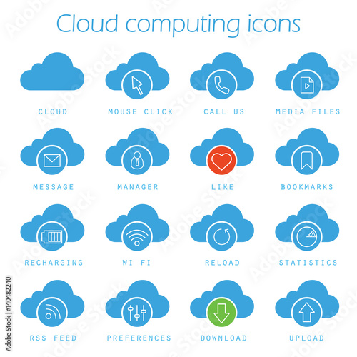 Cloud computing icons set