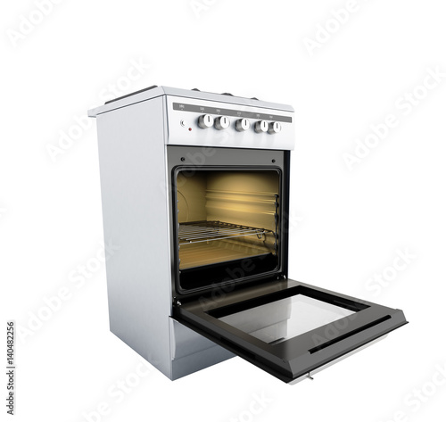 open gas stove 3d render no shadow