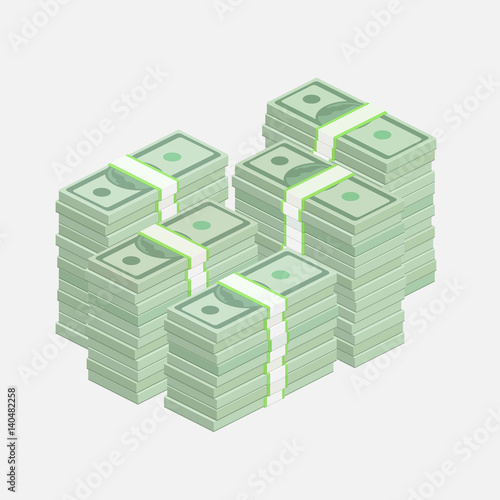 Stacks of one hundred dollar bills.