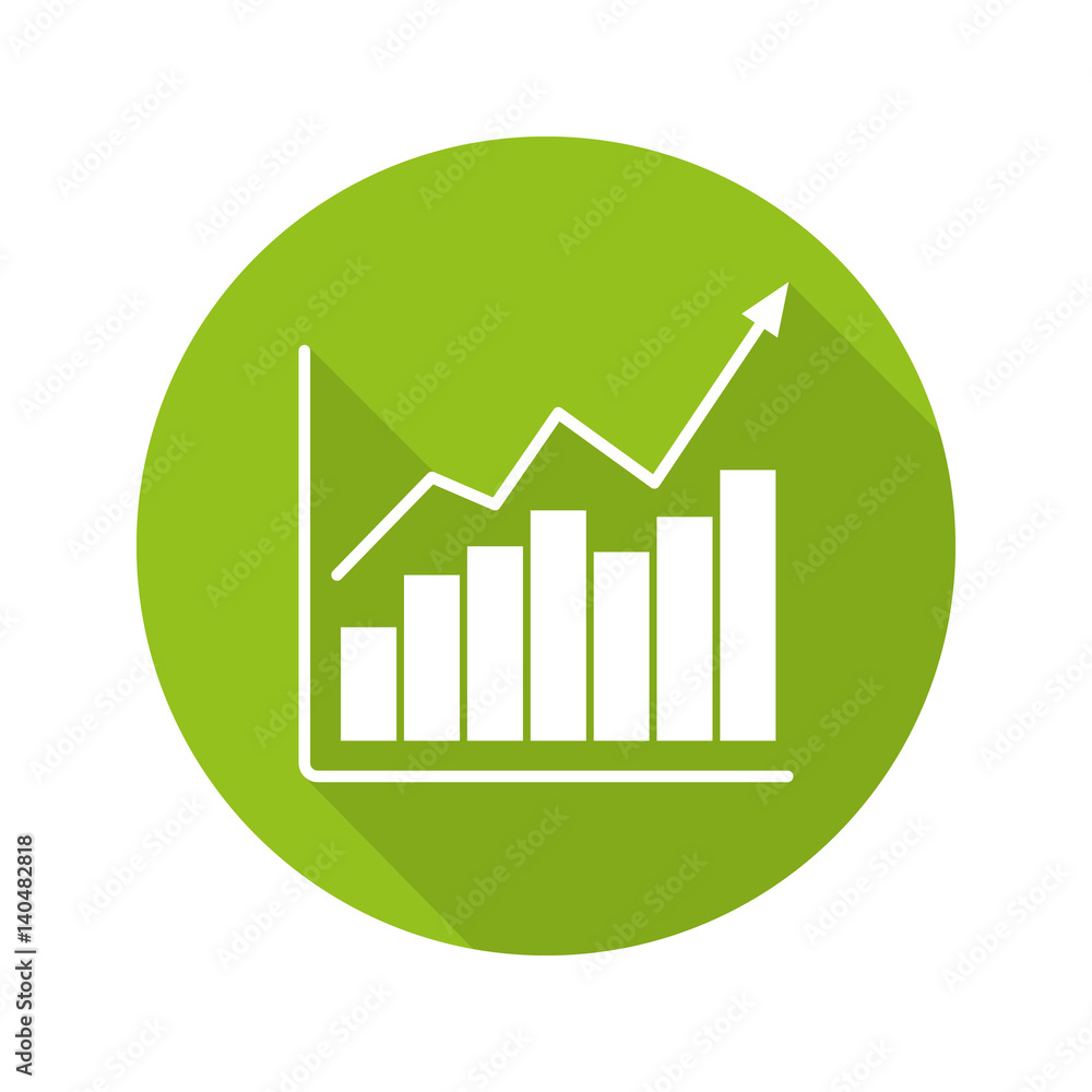 Market growth chart flat design long shadow icon Market growth chart flat design long shadow icon