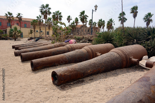 Big old broken canon at the top of Ile de Goree island, Dakar, Senegal