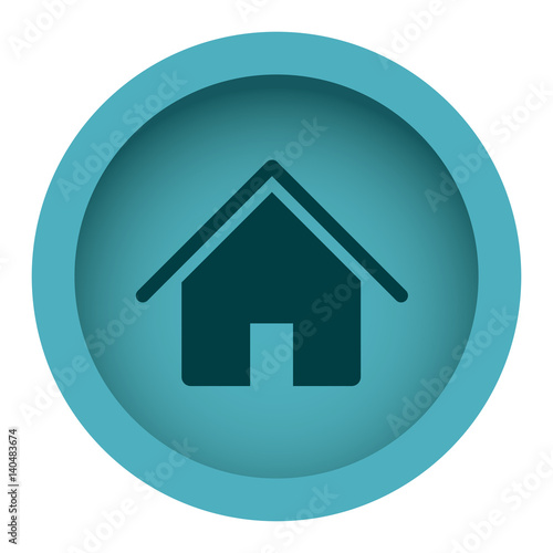 blue color circular frame with silhouette house icon vector illustration